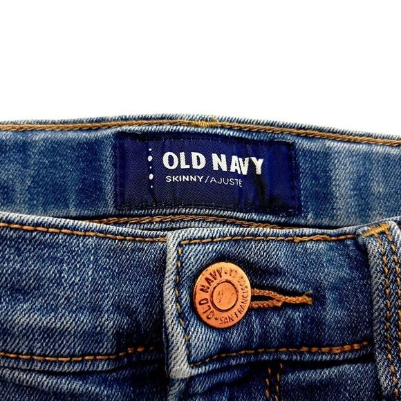 Old Navy Skinny Large Size 10 Girls Blue Stone Wash Light Wiskering 24/24 Denim - Picture 4 of 5